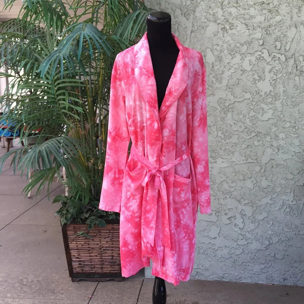 New* Ban.do Hot Pink Tie‎ Dye Robe